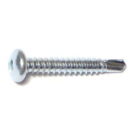 MIDWEST FASTENER Self-Drilling Screw, #10 x 1-1/4 in, Zinc Plated Steel Pan Head Square Drive, 100 PK 08814